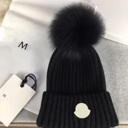 Designer Winter Gestrickte Beanie Wollmütze Frauen Grobstrick Dicke Warme Kunstpelz Pom Beanies Hüte Weibliche Motorhaube Beanie Caps 11 colo195U