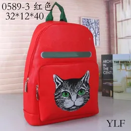 Moda de couro de grande capacidade para mochila masculina mochila gato preto vermelho 32 12 40cm233c