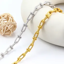 T-подкова-цепочка, золотое ожерелье, женское ожерелье из нержавеющей стали в стиле хип-хоп, U-образное ожерелье, легкая роскошная индивидуальная ключица
