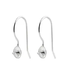 10 Pairs Earwire 925 Sterling Silver Jewellery Findings Fishhook with Cap and Peg for Half Drilled Pearls1352773