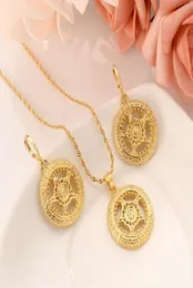 Eternity Circle Love Forever Earrings Pendant 18K Fine Gold GF Sterling Flower Necklace Set1293370