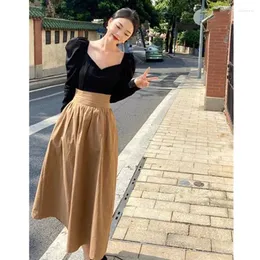 Work Dresses Skirts Suit Autumn Vintage Two Piece Set Women Elegant Shirt Midi Skirt Suits Female Sweet Korean 2 Sets Outfits Q137