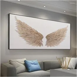 Dipinti Dipinto A Mano Originale Grande Rosa Angelo Ala Pittura A Olio Moderna Astratta Trama Minimalista Per La Camera Da Letto Wall Art Decor Dro Dhwh8