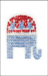 Pins Spettai gioielli da 10 pezzi/lotto bandiera americana personalizzata Blu e rossa Rhinestone Elephant Shape 4th of Jy USA IC Pins per regalo/D5507963