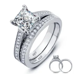 Новый бренд, высокое качество, настоящее серебро 925 пробы с бриллиантами, обручальные кольца для пар, набор для женщин, серебряная свадьба, помолвка, штраф 213h