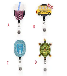 1pc 5pcs 10pcs Rhinestone Turtle School Bus Coffee Cuffe Cuffe Shape Padge Reel Retractable Retractible idge ad sadge for Nurse Doctor Hospi1047907