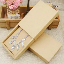 Gift Wrap 48pcs 4 5 3 15 1 0inch Kraft Paper Jewelry Display Box Custom Printed Necklace Pendant Earring Package Cardboard1194S