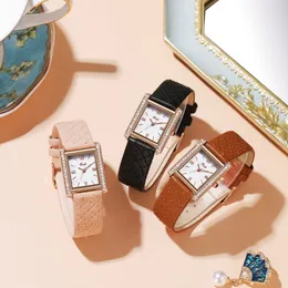 Women's new small square plate diamond-grain small fragrance light luxury retro temperament all waterproof belt watch