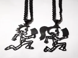 Stainless Steel Hatchetman BLACK juggalette Skeleton 2quot Ssteel CHARM INSANE CLOWN POSSE TWIZTID RARE black Curb chain neckl1020802