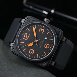 Fashion luxury designer BR Beller Sport Rubber Strap New mens Wristwatches Men Automatic Men's High Quality Fully Mechanical Watch BR Pin CalendarJT7V