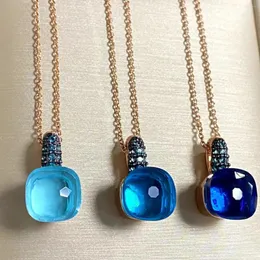 Pendanthalsband Pomellatonudo halsband vatten droppe inlay blå zirkon med pistol svart pläterad för kvinnliga smycken gåva