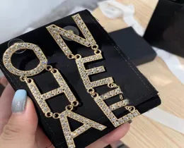 Mode gouden diamanten Dangle Oorbellen dames merk designer grote letter hanger oorbel08826046