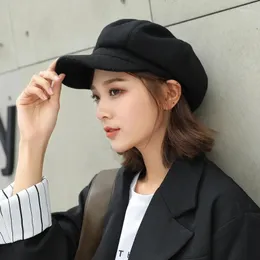 Berets Auutmn Chapéus de Inverno para Mulheres Sólidos Plain Octogonal Sboy Cap Homens Senhoras Casuais Chapéu de Lã Beret Pintor