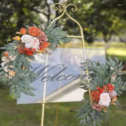 Flores decorativas yan outono cor artificial para casamento sinal de boas-vindas queimado laranja outono festa recepção cenário decorações