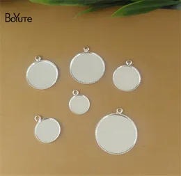 Boyute 100pcs Yuvarlak 12mm 14mm 16mm 18mm 20mm Camochon Base Ayar Gümüş Kolye Boş Tepsisi DIY Takı Malzemesi3217124