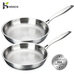 Pentole Konco 2830 cm Padella Wok in acciaio inossidabile 304 Pentola antiaderente Wok piatto Pentole a gas a induzione 231213