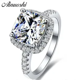 AINUOSHI Luxury 3 Carat Engagement Halo Rings Princess Stlye Cushion Cut Anelli Donna 925 Sterling Silver Women Wedding Jewelry Y24439171