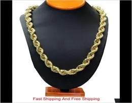 Модное ожерелье-цепочка в стиле хип-хоп 5 мм 6 мм, 18-каратное позолоченное ожерелье-цепочка 24 дюйма для мужчин Tfpfh Hj63G4301644