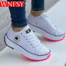 Klädskor wnfsy kvinnors sneakers bekväma andningsbara duk mode snör upp platt damer casual för kvinnor zapatillas 231212