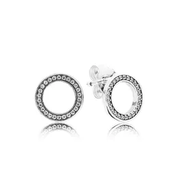 Auténtico pendiente circular de plata de ley 925 con caja original para pendientes de moda para mujer con diamantes CZ 5165111