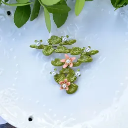 Broches vintage elegante planta folhas flores pérola para mulheres moda jóias 2023 encantos simples