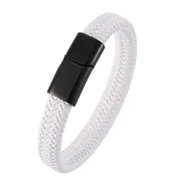 2020 moda masculina pulseira pulseira de couro trançado branco na moda fecho de aço masculino feminino jóias presente bb00064448109