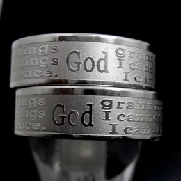 30 Stück Englisch Geätzte Serenity Gebetsringe Edelstahl Religiöse christliche Ringe Glaube Bibelvers Ganze Männer Frauen Jewelry231e