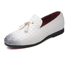 Tassels Mens Dress Shoes Leather Weave Oxford Shoes For Men Loafers Italy Black White Derby Formal Wedding Shoes Plus Size 38482871460