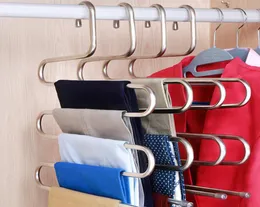 3pcs Hanger Multilayer Storage Rack Wardrobe 5layer Pants الرف الرف من الفولاذ المقاوم للصدأ Stype أدوات حزام ملابس معطف T2004156823093