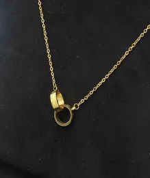 3 Colors Top Quality Stainless Steel Gold Necklace Screw Small Double Ring Pendant Classic Love Designer Necklaces Fashion Jewelry7906428