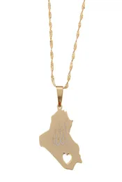 Republic Of Iraq Map Pendant Necklace Gold Color Islanmic Jewelry5344937