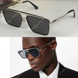 Nya gradient solglasögon för män lyxig designer bevis metallglasögon stor ram v form fyrkantiga glasögon z1585 solglasögon mönster signatur kontroll tryck lunett