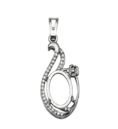Beadsnice 8x13 mm oval klippt vintage stil semi mount silver 925 dingle hänge inställning bröllop hänge halsband handgjorda id 340638839800