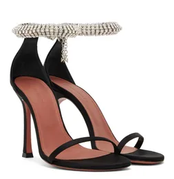 Sandálias sapatos mulheres salto stiletto sliver preto cristal cinta ajustável lagosta fecho elegante vestido de casamento nupcial saltos altos EU35-43