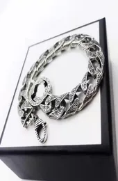 Fashion Hip Hop Trendy Man Link Chain 925 Silver Men039s Bracelet Retro Old Style High Quality With Box9039112