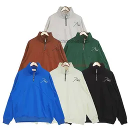 Tasarımcı Giyim Erkek Sweatshirts Hoodies Rhude Amerikan Yüksek Sokak Stili Stand Yakası Yarı Fermuar Mektubu Nakış Dikişli Kazak