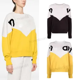 Isabel Marant 스웨터 24SS 컬러 블록 문자 노란색 느슨한 풀오버 스웨트 셔츠 새로운 패션 새로운 여성 디자이너면 스포츠 셔츠 긴 슬리브 후드.