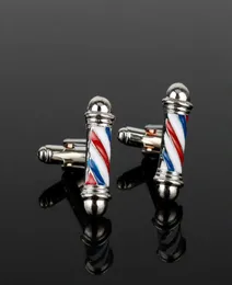 Dongsheng Tie Clips Cufflink Serisi Barber Shop Berber Pole Cufflinks Erkekler Gömlek Kuft Düğmeleri Takı Kumbası Yeni Aksesurlar7279425