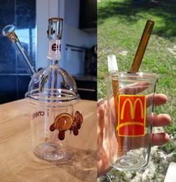 I lager 86 tum 8 tum två styper mcdonald039s sköldpadda kopp glas vatten bongs 144 mm hane bowl7669743