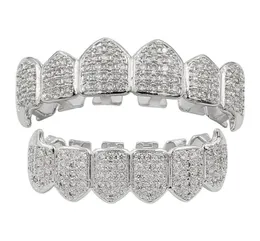 歯Grillz Luxury Men women grade Quality cubic zirconia vampire tooth braces Streetファッションプラチナ18Kゴールドヒップホップ歯科GR9363566