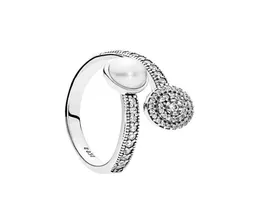 Branco cristal pérola claro cz diamante 925 prata esterlina anel conjunto caixa original para anel de brilho luminoso feminino meninas casamento 6 k24691832