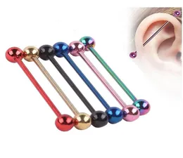 316L Gioielli penetranti per il corpo Mix Colore Titanio anodizzato 14G 38Mm Barbell industriale Spina per orecchio Tunnel Gioielli per il corpo Trago Orecchino Pie4499125