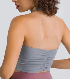 LU01 Tereyağ-Yumuşak Spor Sütyen Klasik Yoga Sütyen Deri Dostu Kadın Brassiere Moda Üstleri Seksi Çapraz Kayış Tank Lady İç Çamaşır Fitness Yelek Çıkarılabilir Bardak Sling