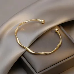Bileklik Retro Klasik Premium Twisted Gold Kaplamalı Metal Bilezik Kadınlar için 2023 Moda Kız Eşsiz Takı Hediye Aksesuarları Pulseras