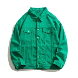 Erkek Ceketleri Yakası Erkekler Yeşil Beyaz Denim Ceket Bol Gözden Geçirme Sokak Hip Hop Büyük boyu Jean Ceket Mavi Beyaz Yeşil Siyah 5xl 231212