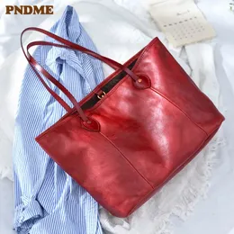 Borse per la spesa PNDME semplice borsa tote grande da donna vintage in vera pelle borsa da lavoro per il fine settimana borsa da viaggio borsa a tracolla grande in vera pelle bovina 231213