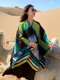 Lenços 2023 tricô elegante mulheres cachecol inverno senhora listrado poncho quente feminino grosso envoltório cobertor capa para mujer pashmina xale