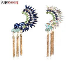 Shegior Punk Ear Cuff Angel Wing Altın Renk Klipleri Küpe Üzerinde Dangly Tasse Clip ile Brinco Manşet Küpe Takı Kadınlar Hediye 4388689