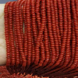 5 brins de corail rouge véritable et rare, perles rondes lisses, pierre précieuse naturelle, 3-4mm, 16 pouces, 279o