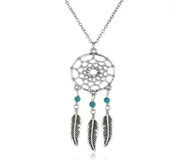 WHOLEANCIENCIENT Silver Color Alloy Girl CHIAN NENDLACES for Women Vintage Korea Dream Catcher Leaves Pendant Necklace Jewelry CO7534481